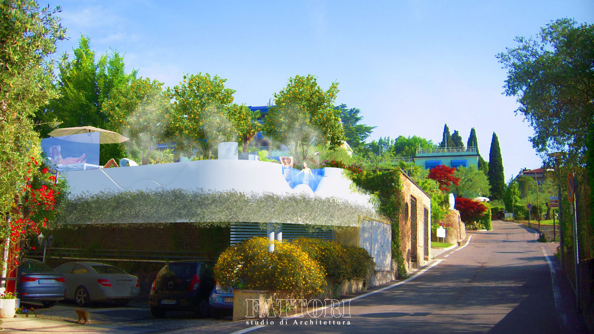 Studio di Architettura Fattori Fausto - Hotel Serenella Sirmione - proposta copertura parcheggio e SPA